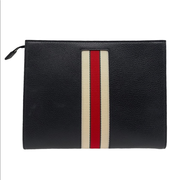 Gucci New Logo Cosmetic Case/ Pouch/ Clutch/ Black Leather Logo Portfolio - Picture 3 of 11